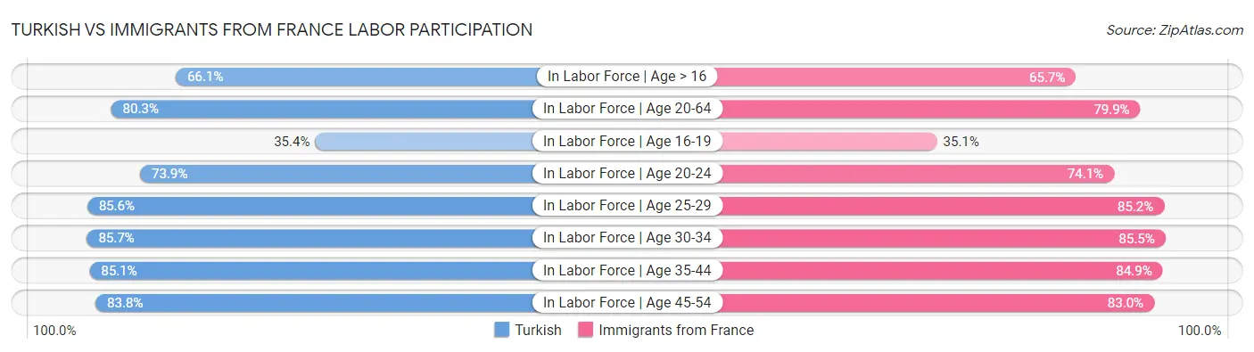 Turkish vs Immigrants from France Labor Participation