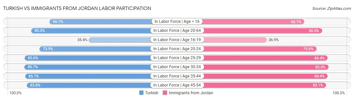 Turkish vs Immigrants from Jordan Labor Participation