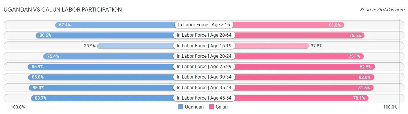 Ugandan vs Cajun Labor Participation