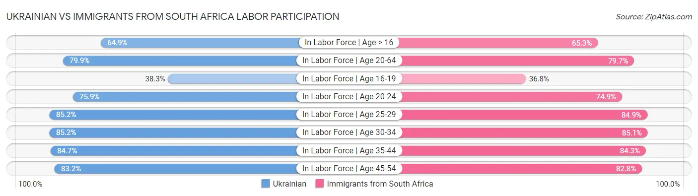 Ukrainian vs Immigrants from South Africa Labor Participation