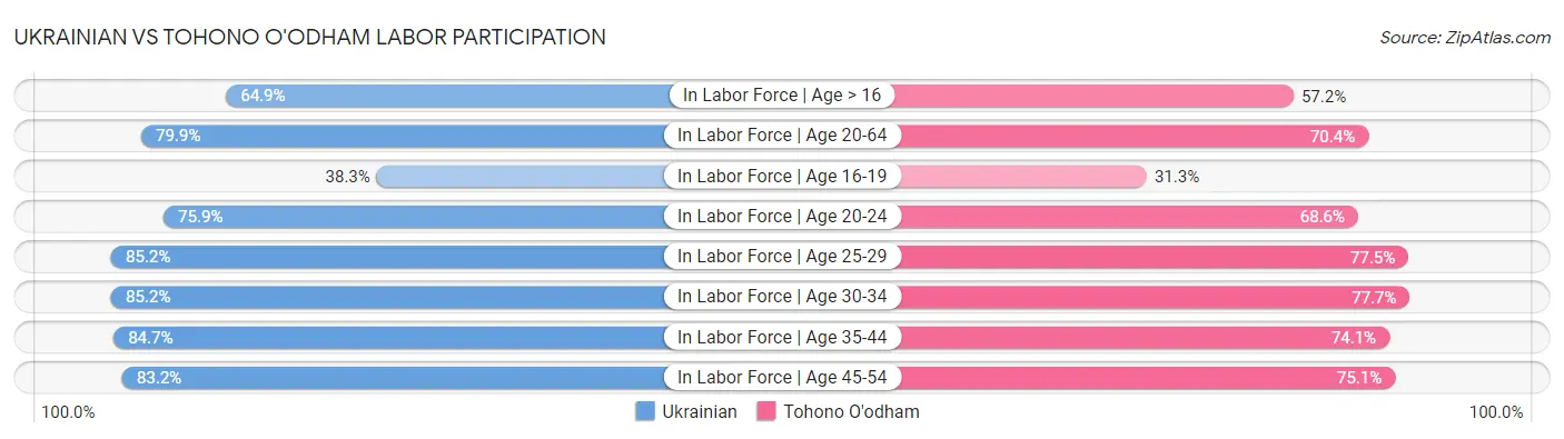 Ukrainian vs Tohono O'odham Labor Participation