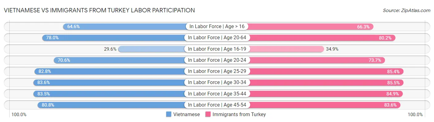 Vietnamese vs Immigrants from Turkey Labor Participation