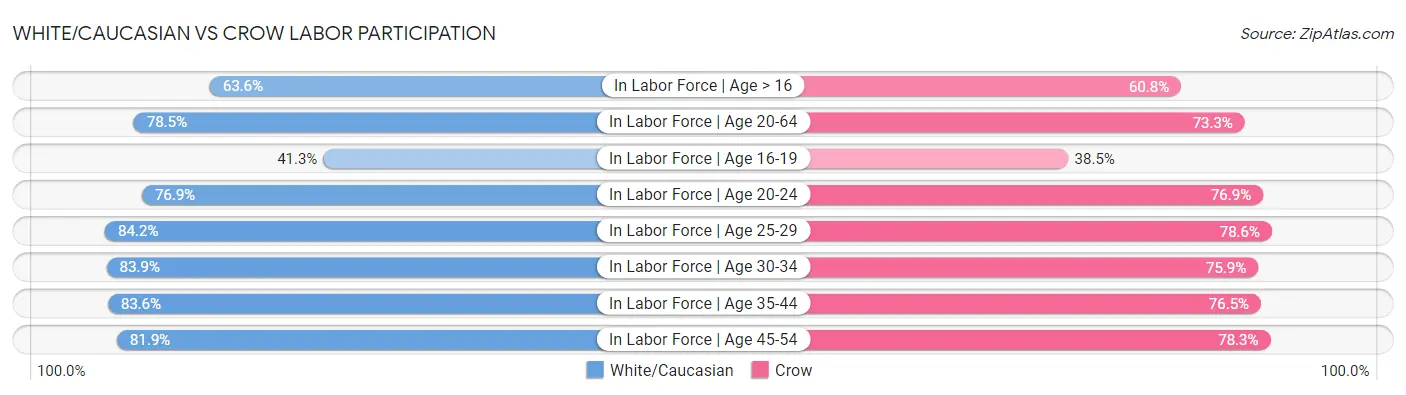 White/Caucasian vs Crow Labor Participation