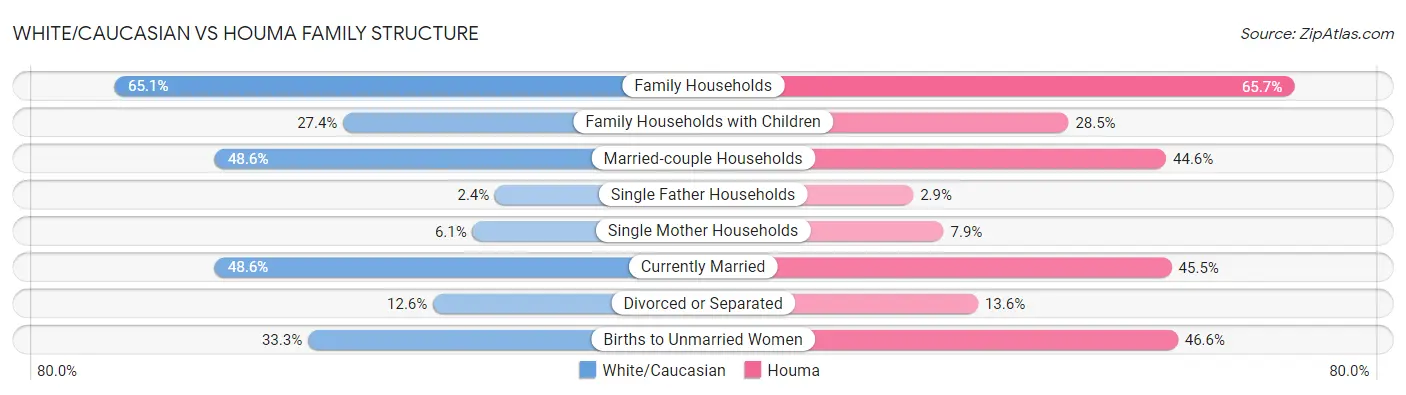 White/Caucasian vs Houma Family Structure
