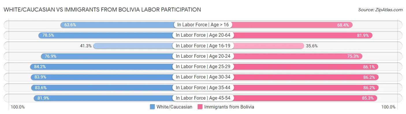 White/Caucasian vs Immigrants from Bolivia Labor Participation