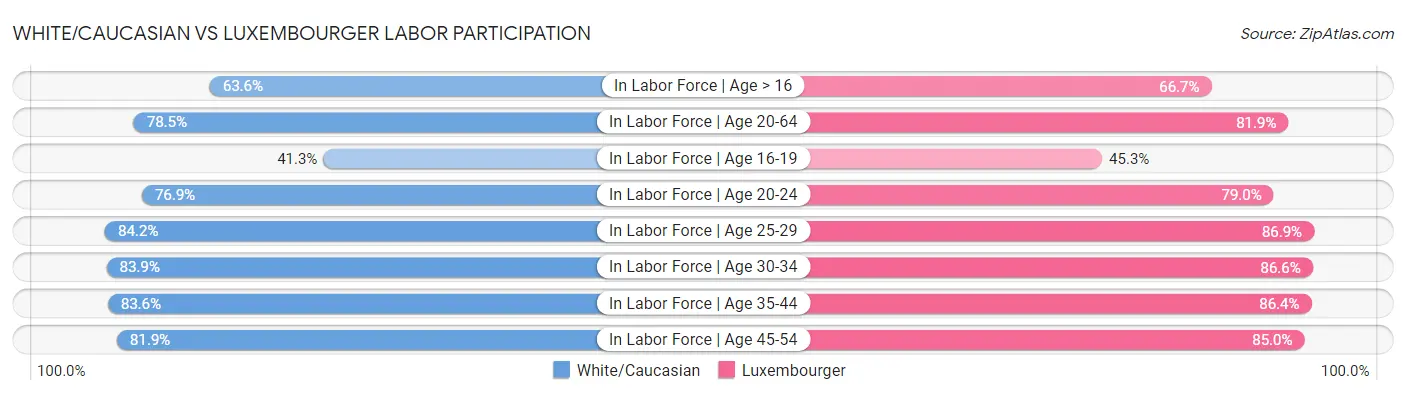 White/Caucasian vs Luxembourger Labor Participation
