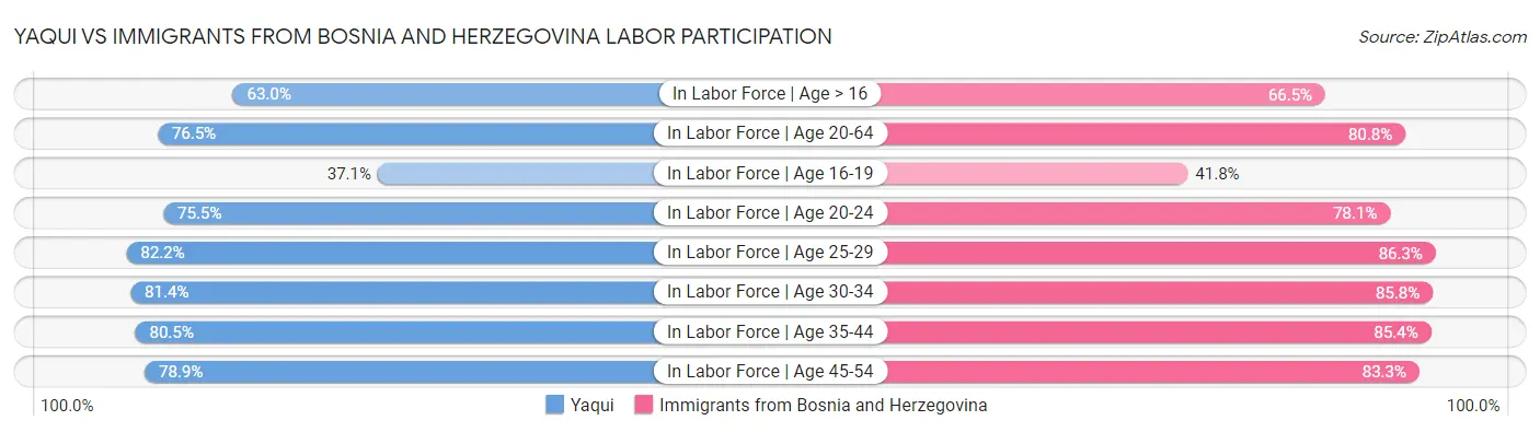 Yaqui vs Immigrants from Bosnia and Herzegovina Labor Participation