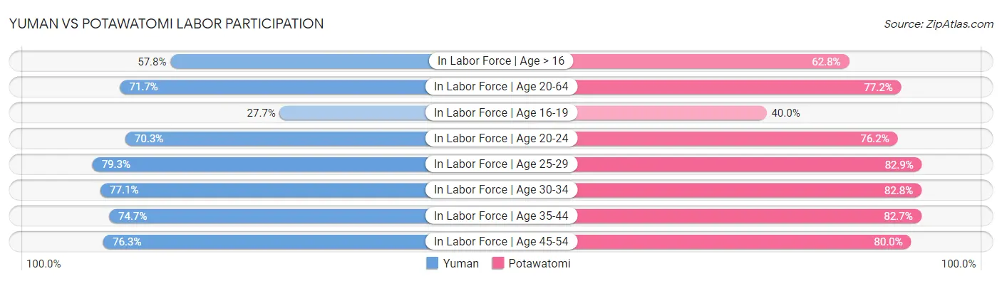 Yuman vs Potawatomi Labor Participation