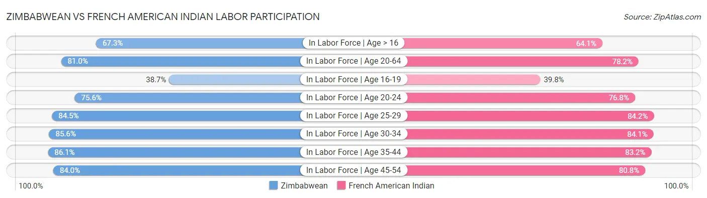 Zimbabwean vs French American Indian Labor Participation