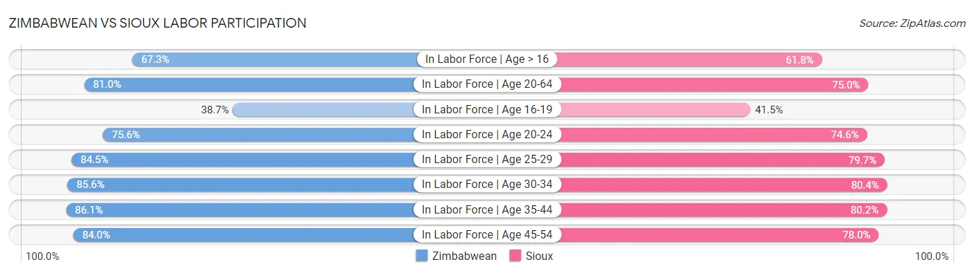 Zimbabwean vs Sioux Labor Participation