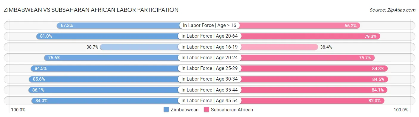 Zimbabwean vs Subsaharan African Labor Participation