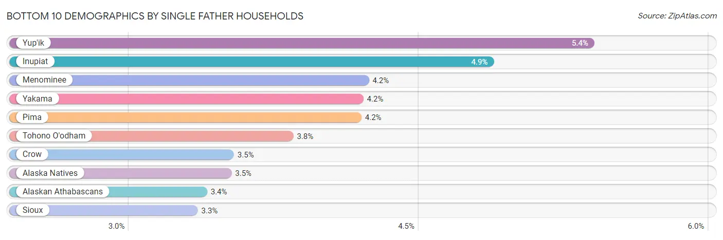 Bottom 10 Demographics by Single Father Households