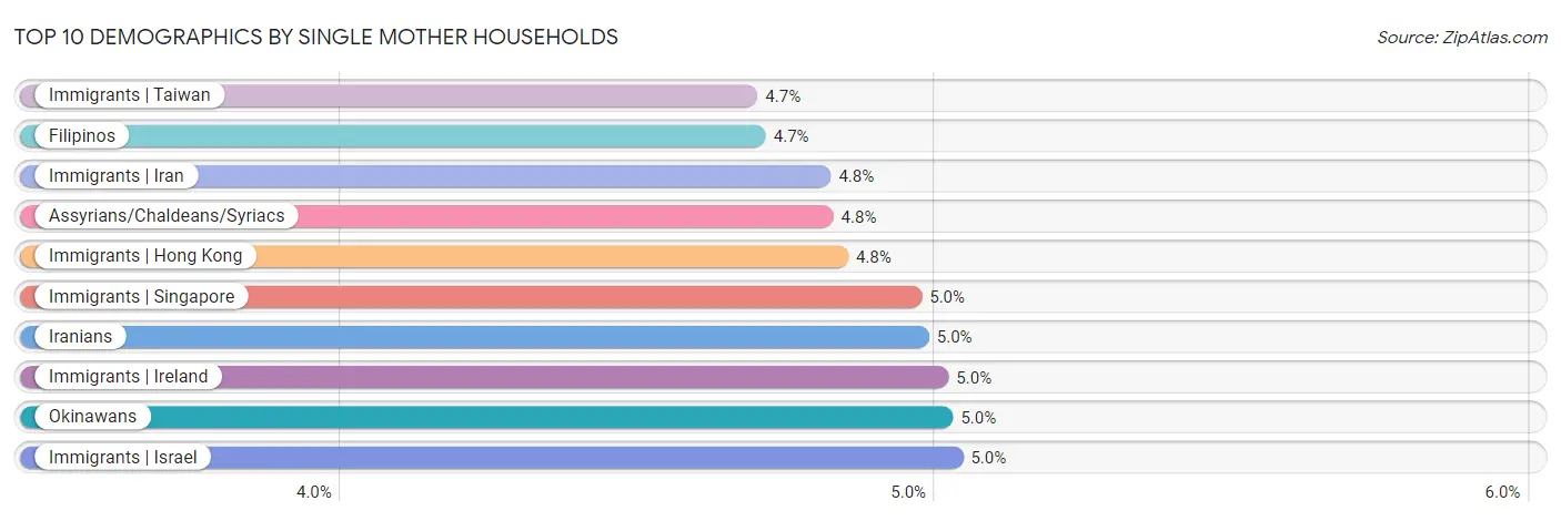 Top 10 Demographics by Single Mother Households