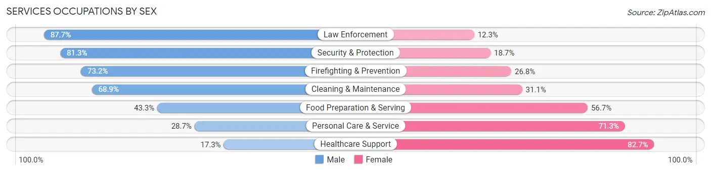 Services Occupations by Sex in Area Code 315