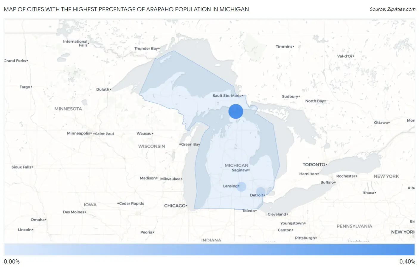 Cities with the Highest Percentage of Arapaho Population in Michigan Map