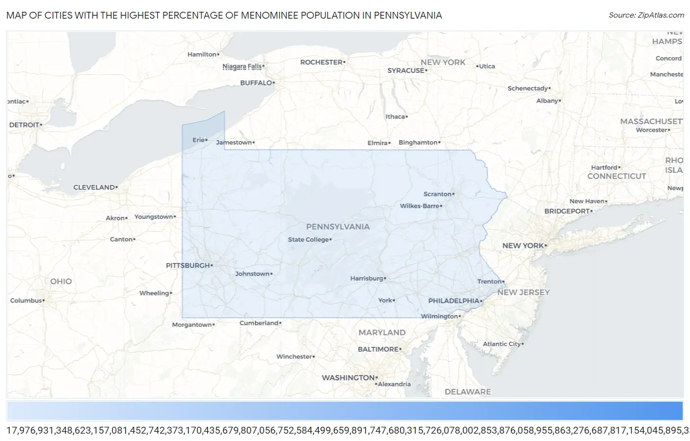Cities with the Highest Percentage of Menominee Population in Pennsylvania Map